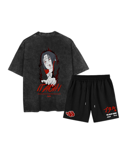 Combo acid wash y pantaloneta Itachi